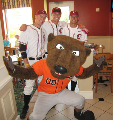 OSU players with Benny the Beaver